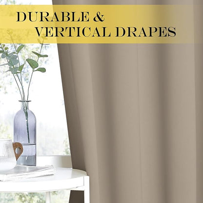 NICETOWN Blackout Curtains 63 inches Long for Living Room Bedroom, Grommet Thermal Insulated Room Divider Drape Window Treatment for Sliding Patio Door, W100 x L63, 1 Panel, Taupe