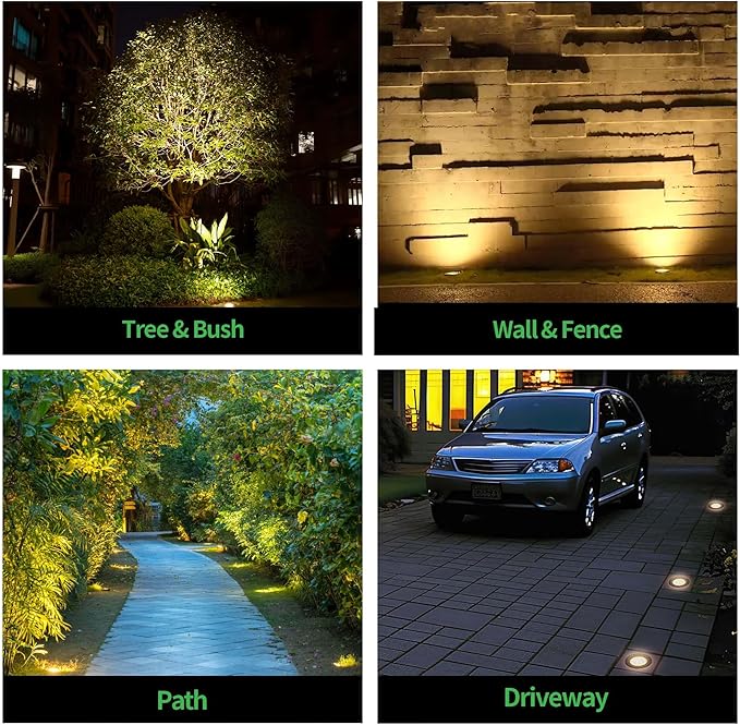 Low Voltage Well Lights LED, Bright 12V Landscape Lights Outdoor IP67 Waterproof, 4" Wired in-Grade Uplights Aluminum ORB for Path Yard 6W 580LM 10 Pack