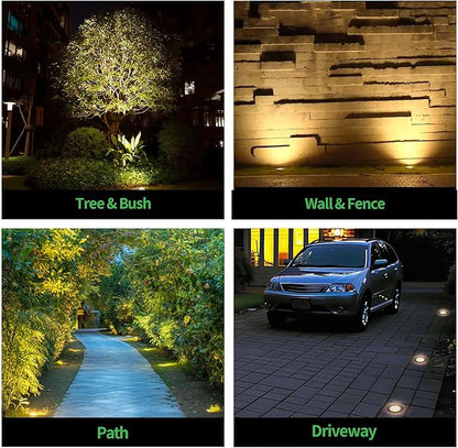 Low Voltage Well Lights LED, Bright 12V Landscape Lights Outdoor IP67 Waterproof, 4" Wired in-Grade Uplights Aluminum ORB for Path Yard 6W 580LM 10 Pack