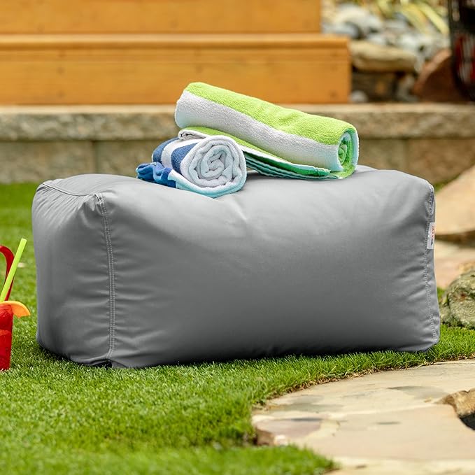 Jaxx Leon Outdoor Bean Bag Ottoman, Granite