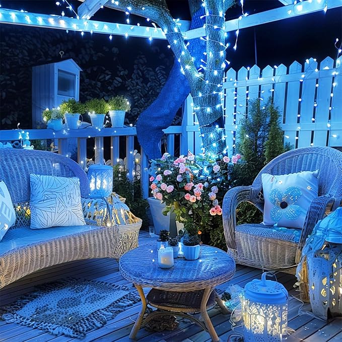 String Lights, 600 LED Blue Outdoor Waterproof 168 ft Reel