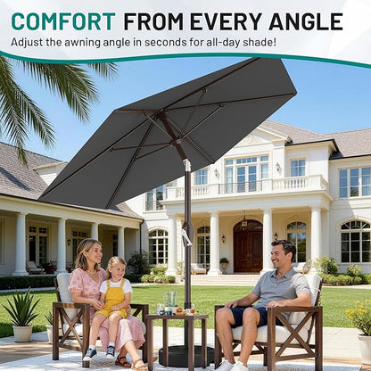 AreShark 7.5FT Patio Umbrella Table Market Umbrella with 6 Sturdy Ribs, Button Tilt/Crank, Heavy-Duty Outdoor Umbrellas for Pool, Deck, Garden and Backyard, Gray