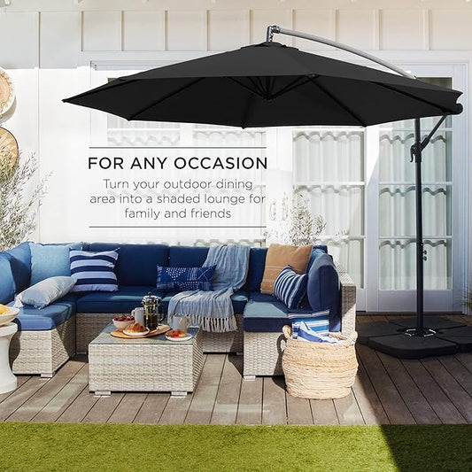 Offset Hanging Market Patio Umbrella w/Easy Tilt Adjustment, 10ft