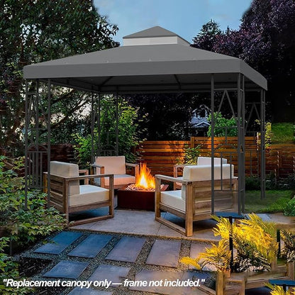 10x10 Canopy Replacement Top Double Tiered Gazebo Cover for Yard, Patio & Garden Durable Sunshade Replacement (Gray)