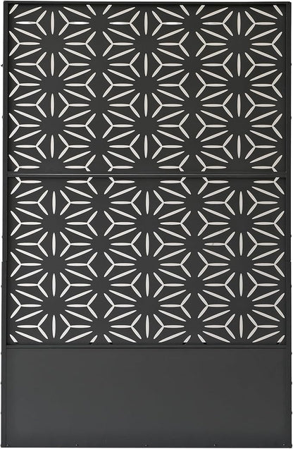 Oakland Living 6 ft. X 4 ft. Black Freestanding Metal Privacy Screen Room Divider with Flower Box