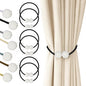 Hion Magnetic Curtain Tiebacks Black 6 Pack, Curtain Tiebacks Buckles Holdbacks Holders Hooks Clip for Home Bedroom Office Decorative Thick or Thin Curtain