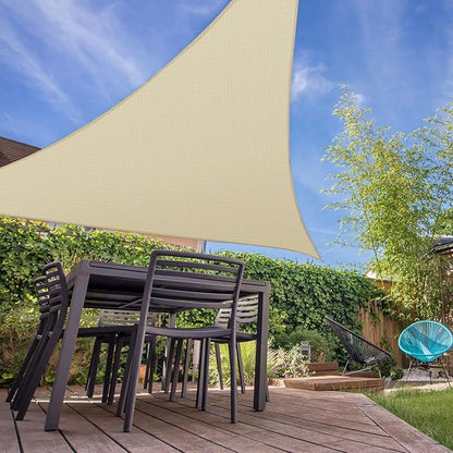 E&K Sunrise 28' x 28' x 28' Sun Shade Sail Triangle Canopy Shade Cover UV Block for Patio Backyard Garden Outdoor (Beige)