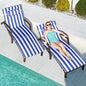 Chaise Lounge Chairs Outdoor Set of 2, Comfy Outside Wicker Patio Pool Lounge Chair w/ 5 Adjustable Back Angle, Cup Holder, Thicken Cushion