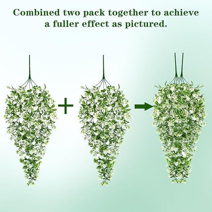 Waipfaru 4pcs Fake Hanging Plants, Artificial Hanging Flowers Faux Ivy Pothos Vines Greenery for Wall Home Bedroom Living Room Aesthetic Kitchen Office Aesthetic Kitchen Indoor Outdoor Decor