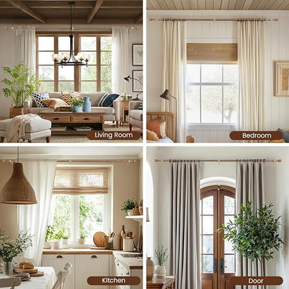 1” Diameter Curtain Rods Itself is 30 to 144 inch 1 Pack Fit 30-142 inch, 66 to 120 inch Window with Heavy Duty Adjustable Rod Matte Wood Grain Splicing Metal Extra Long Curtain Rod for Windows