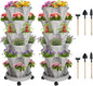 GameXcel Vertical Planter 6 Tier Stackable Planters Garden Planters Strawberry Herb Flower and Vegetable Planter Indoor Outdoor Gardening Pots with Removable Wheels and Tools 2-Pack