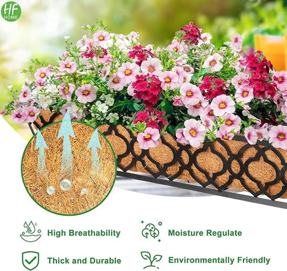 HFHOME 2Pcs 24" Trough Coco Fiber Replacement Liner, Natural 24 in Window Deck Coco Replacement Liner for Window Box