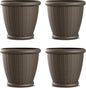 Suncast 4 Pack Wicker Planter w/ Drillable Drain Holes, Decorative Indoor/Outdoor Pot, 18in, Java