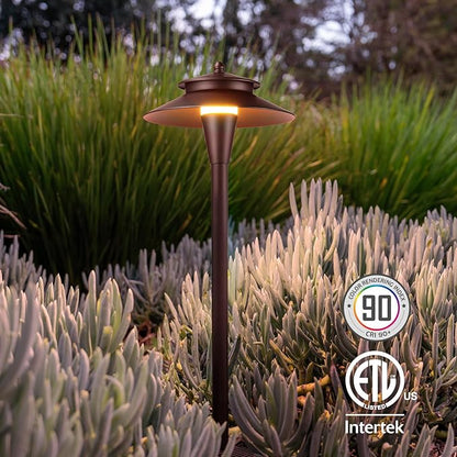 LEONLITE 5CCT Low Voltage Pathway Lights, 12-24V LED Landscape Path Light, 1800/2700/3000/4000/5000K, Double Layer, CRI90, IP65 Waterproof Landscape Lighting, Aluminum, Oil Rubbed Bronze, Pack of 6