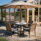 5-Piece Patio Dining Set for 4, Outdoor Dining Set with 4 Wicker Patio Dining Chairs with Cushions & 1 Black Square Woodgrain Dining Table with 1.75" Market Umbrella Hole, Black & Brown