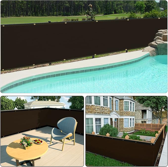 UPGRADE Privacy Screen Fence 5' x 50' Commercial Shade Cover with Brass Grommets Heavy Duty Perfect for Outdoor Back Yard-Mocha, Customizable