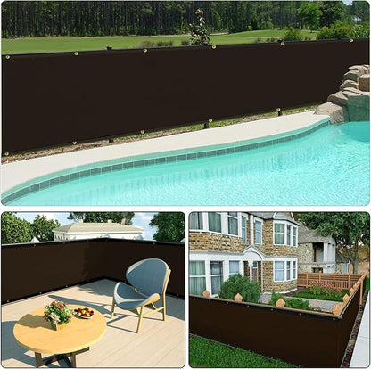 UPGRADE Privacy Screen 3' x 16' Fence Commercial Shade Cover with Brass Grommets Heavy Duty Perfect for Outdoor Back Yard, Brown, Customizable