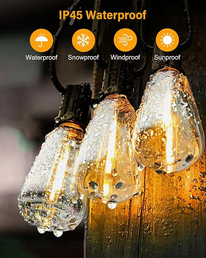 String Lights for Outside, 150FT (50FT 3 Pack) Patio Lights Outdoor Waterproof with 75+6 Shatterproof Vintage Bulbs, Plug in Hanging Light for Porch, Blacony, Backyard, Bistro, Garden, 2700K