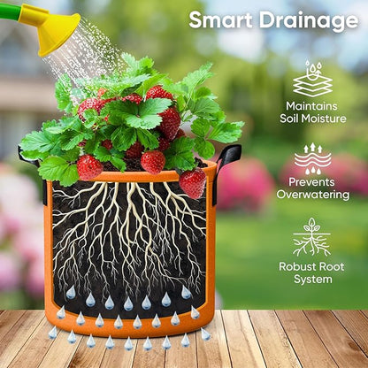 20 Gallon Large Potato Grow Bags - 6-Pack Colored Aeration Fabric Pots with Flap/Handles/6 Pcs Plant Labels