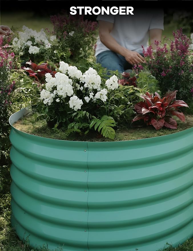 GarveeLife 10x4x1.5 ft Galvanized Raised Garden Bed - 18“ Tall Metal Planter Box for Vegetables, Flowers, Herbs, Rust-Resistant Outdoor Garden Box, Easy Assembly Raised Beds for Gardening, Green