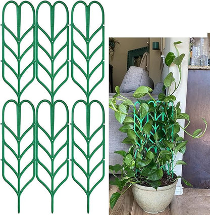 Garden Trellis for Climbing Plants 6 PCS Plastic Indoor Trellis for Potted Plants Green Stackable Mini Climbing Plant Stupport DIY Flower Pot Support for Pea Vegetable Clematis (6 Packs)