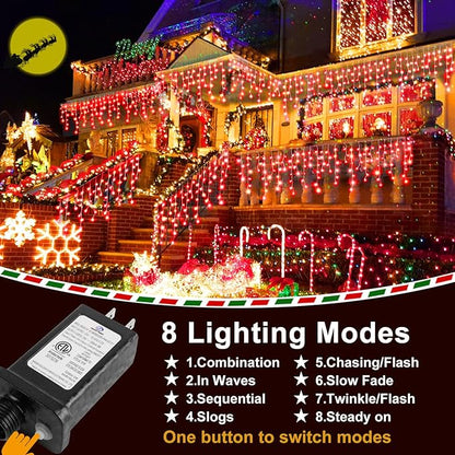String Lights with 400 LEDs, 33 ft Red Outdoor Christmas Decor, 8 Modes