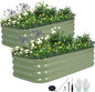 3 in 1 Galvanized Raised Garden Bed - 4x2x1ft (2Packs) Modular Planter Box Outdoor | Metal Raised Bed Kit with Bracing Rods for Gardening Vegetables Flowers Fruits Herbs (Green)