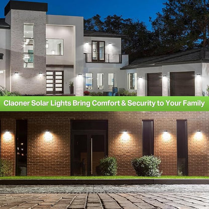 CLAONER Solar Lights Outdoor [𝟒 𝐏𝐚𝐜𝐤/126 LED], Wireless Motion Sensor Lights, IP65 Waterproof Security Lights 3 Modes, 270° Lighting Angle, Ultra-Bright Wall Lights for Deck Patio Fence Garage
