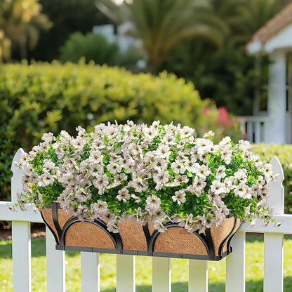 20 Bundles Artificial Flowers for Outdoors, UV Resistant Fake Plants Flowers Greenery Shrubs Plants for Decoration Outside Plants Hanging Planter Home Garden Decor (White)