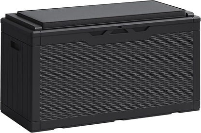 Storage Bench 100 Gallon Black Resin Outdoor Deck Box