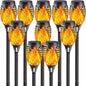 10Pack Solar Lights Outdoor, Mini Solar Torch Lights with Flickering Flame for Garden Decor, Solar Flame Lights Waterproof Solar Powered Outdoor Lights, Solar Tiki Torches for Pathway Patio Yard Porch