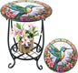 Outdoor Side Table Round Small Mosaic Patio Accent Indoor End Plant Coffee Tea Table for Yard Patio Porch Garden Living Room, Bedroom(Hummingbird Style,12 Inch)
