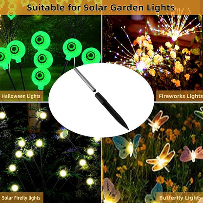 10 Pack Solar Light Stakes Replacement (Fit for Pole Outer Diameter 0.35in), ABS Reinforced Ground Spikes for Outdoor Solar Landscape Pathway Christmas Lights Yard Garden Deco