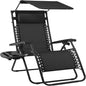 Best Choice Products 30” Wide Folding Zero Gravity Outdoor Recliner Patio Lounge Chair w/Adjustable Canopy Shade, Headrest, Side Accessory Tray - Black