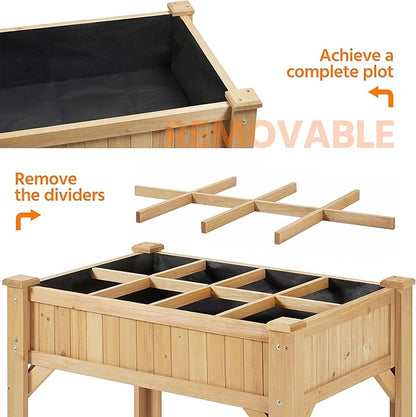 Yaheetech 36'' Hx25'' Wx37'' L Raised Garden Bed 8 Pocket Herbs Garden Planter Outdoor Horticulture Vegetables Standing Planters Boxes with Grow Grid