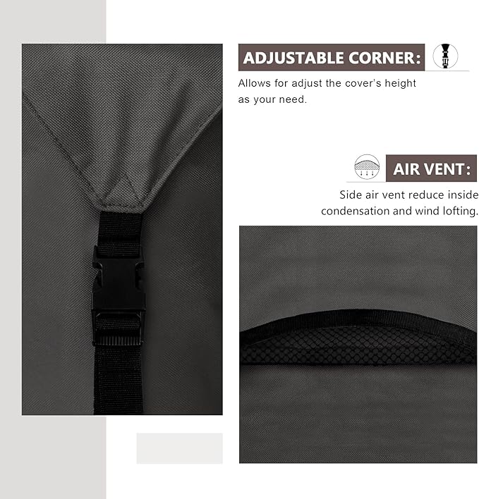 ULTCOVER 600D Tough Canvas Heavy Duty Rectangular Patio Table and Chair Cover - Waterproof Outdoor General Purpose Furniture Covers 136 x 74 inch, Black