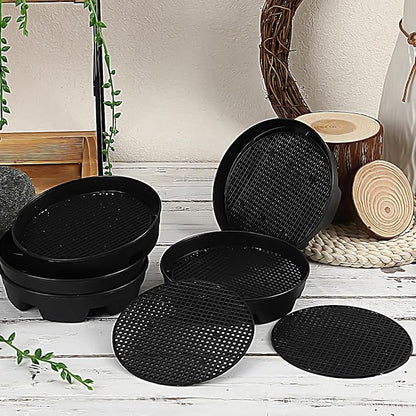 UPINS 6 Pcs Invisible Self Watering Planter, 6.7 Inches Insert Auto Plant Waterer Hanging Basket Planter Watering Devices Plastic Soil Water Retaining Drip Pan Saucer for Window Box Basket