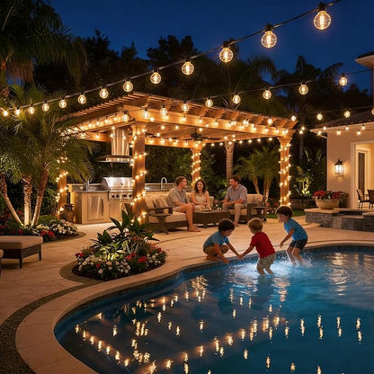 RTTY Classic Series 150FT Outdoor String Lights Pro Set with 58 G40 Bulbs - The Starter System for House Outline Lighting, Full Pergola or Pool Coverage, and Restaurant to Hotel Terrace Ambiance