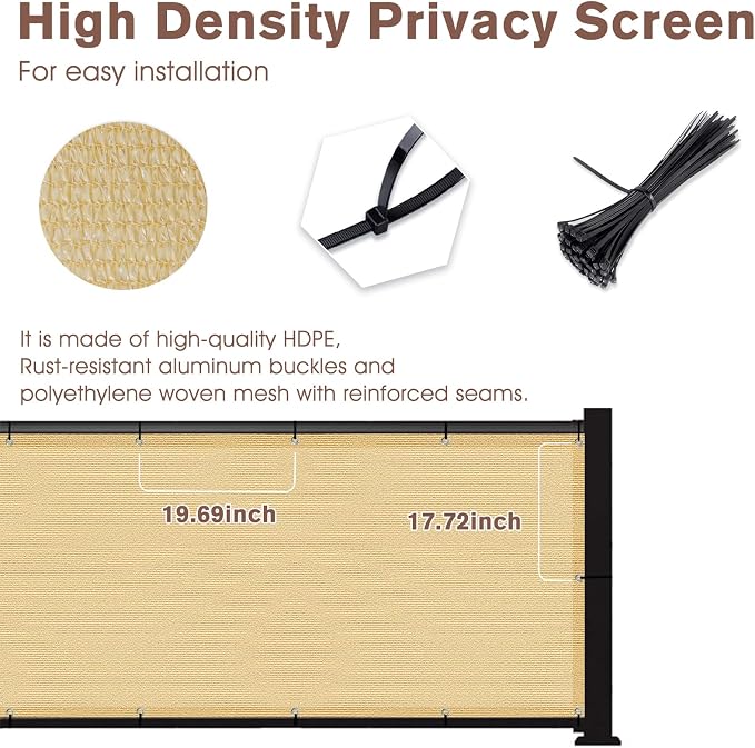 SUNNY GUARD 3'x16' Sand Yellow Balcony Privacy Screen Fence, Apartments Railing - Image 4