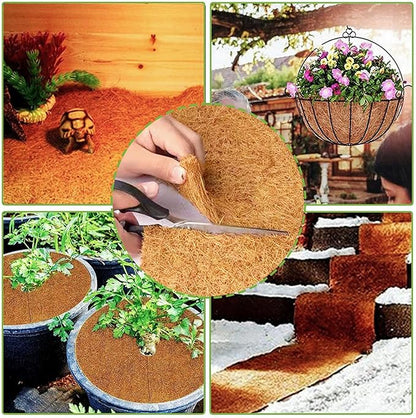12x80 Inch Coconut Liner Roll for Planters Flower Basket Natural Coco Fiber Liners for Indoor & Outdoor Plants DIY Coir Fibre Mat Sheet for Animal Pet Pad Reptile Carpet Garden Decor