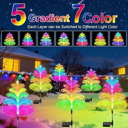 Solar Garden Lights Waterproof 3 Pack 7 Color Changing Outdoor Decorative Rainbow Jellyfish Lights for Outside Yard Pathway Garden Decor Patio Lawn Gifts for Mother's Women