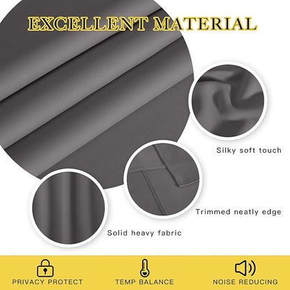NICETOWN Grey Blackout Doorway Curtain 80 inch Length, Grommet Room Darkening Thermal Insulated Soundproof Window Treatments for Bedroom/Closet, W52 x L80, 1 Panel