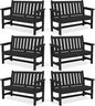 SERWALL Outdoor Bench, HDPE Outdoor Benches Weatherproof, 2-Person Garden Bench with 660 lbs Weight Capacity, Patio Benches for Outdoors, Garden, Porch, Backyard and Park, Black, 6 Pack
