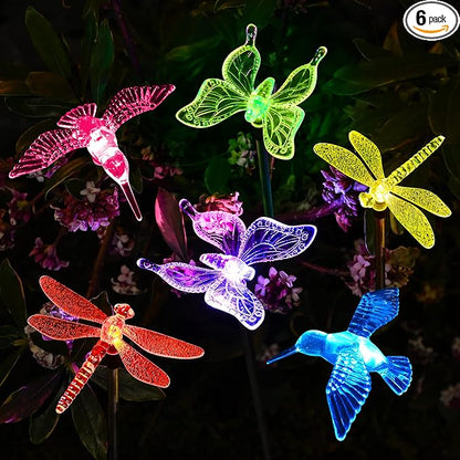 SOLPEX Solar Garden Lights, 6 Pack Solar Butterfly Lights Outdoor Decorations, Multi-Color Changing LED Light Stakes, Yard for Garden, Patio & Lawn, Bird