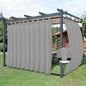 Easy-Going Outdoor Patio Curtains Detachable Tab Top Windproof Weatherproof Curtain for Cabana, Porch, Pergola and Gazebo, Tab Bottom Drape, 2 Panels, 110W x 84L inch, Light Grey