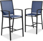 Best Choice Products Outdoor Bar Stools Set of 2, Bar Height, Patio Furniture, All Weather Mesh Design w/Armrest - Black/Navy