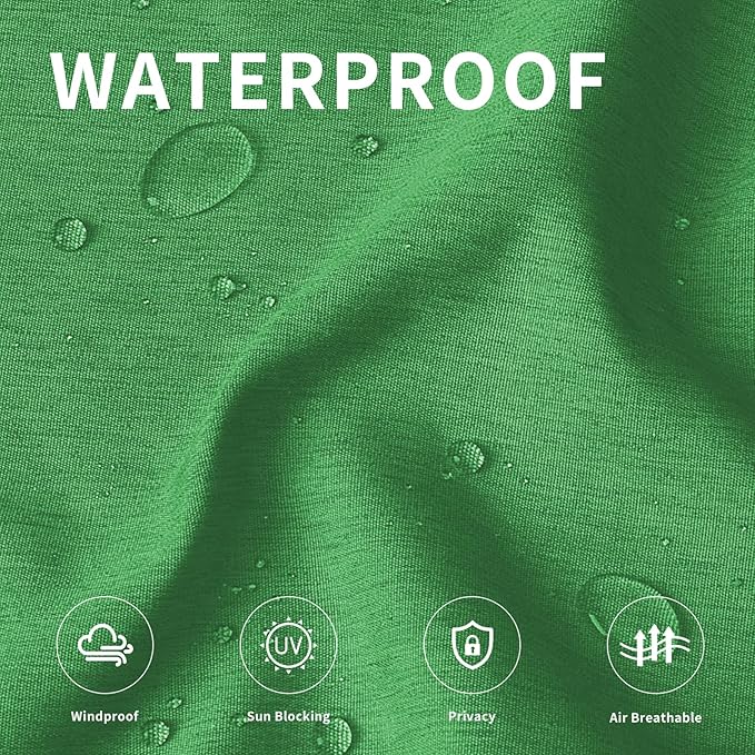 Easy-Going Linen Look Outdoor Curtains Waterproof Windproof Porch Curtains, Soft Thicken Outdoor Privacy Curtains for Patio, Gazebo, Grommet Top and Tab Bottom Drape, 1 Panel, 54x108 inch, Green