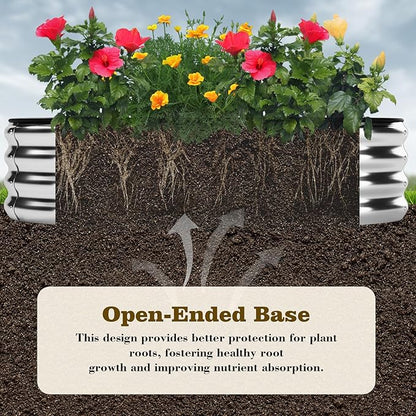 Galvanized Metal Planter Raised Garden Bed Kit for Gardening Outdoor，8x2x1ft Planter Grow Garden Box Raised Flower Bed，Long Vegetable Clearance Herb Raised Garden Beds for Gardening