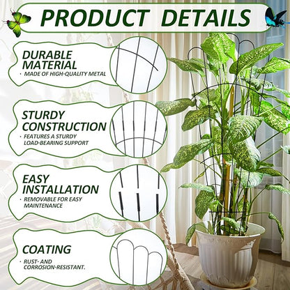 LEIFIDE 2 Pcs 33in Plant Trellis for Climbing Plants Indoor, Expandable Large Metal Trellis for Potted, Heavy-Duty Tall Rustproof Houseplant Support for Flowers Vine Ivy Pothos Hoya Monstera