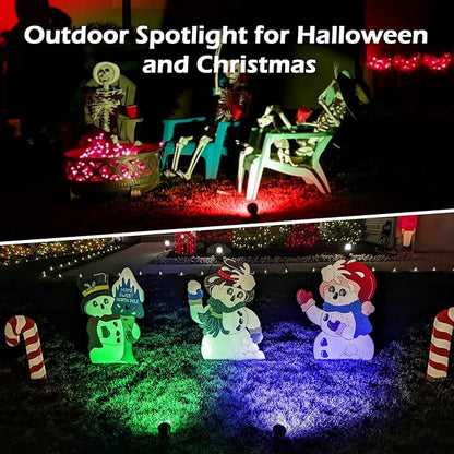 Spotlight Outdoor – 120V Plug-in, 2700K Warm White LED Landscape Spot Lights with RGB 3 Lenses for Yard, Garden, Lawn&Tree Decor, IP67 Waterproof, Perfect for Holidays&Everyday (1 Pack, Green)